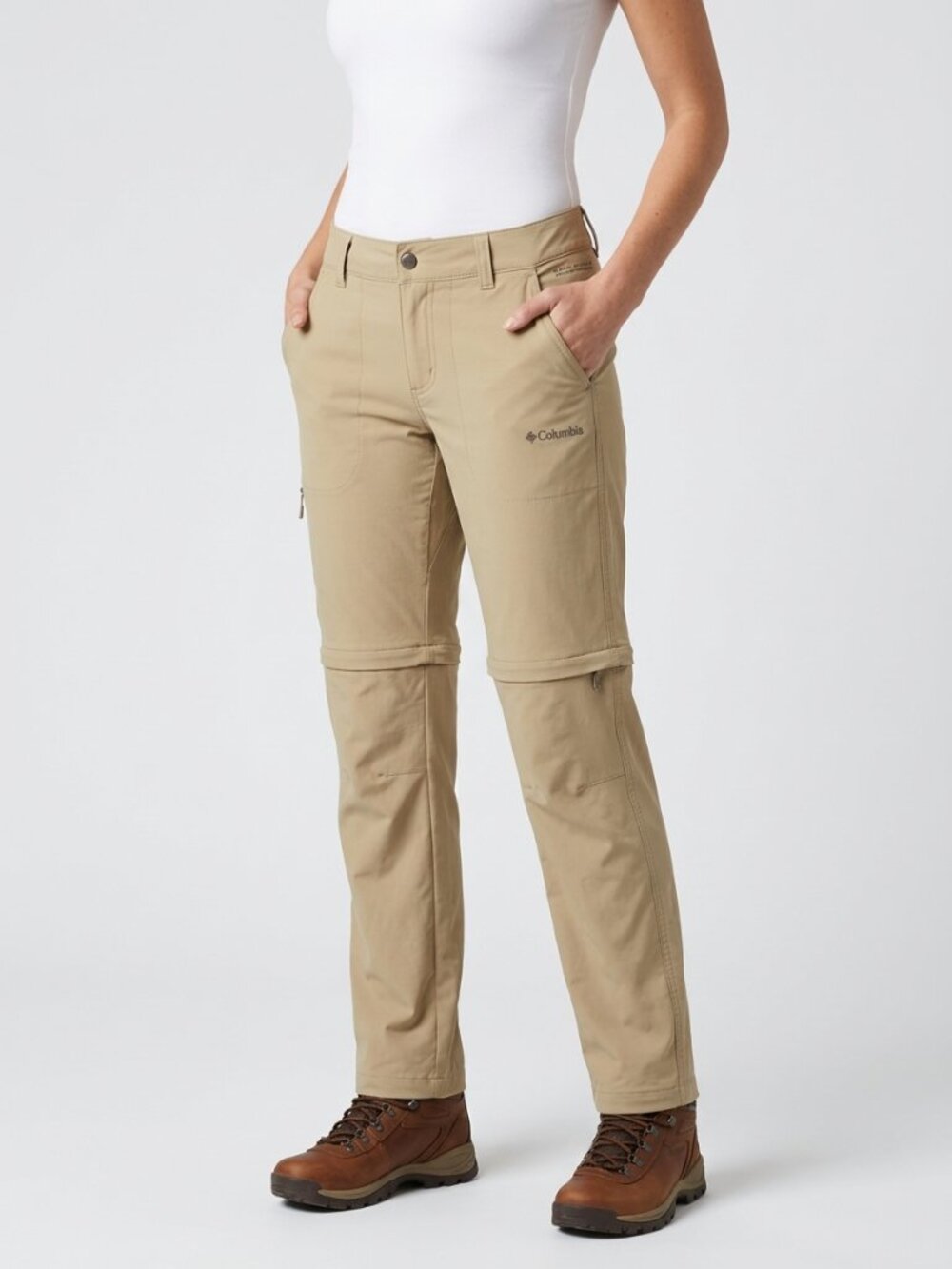Columbia Omni-Shield Women's Convertible Zip Off Hiking Pants Tan Size 8 Short